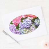 Eleganter, rosa, lila-blauer Hydrangea-Bouquet Ovaler Aufkleber (Umschlag)