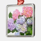 Eleganter, rosa, lila-blauer Hydrangea-Bouquet Silbernes Ornament (Links)