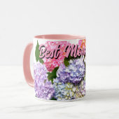 Eleganter, rosa, lila-blauer Hydrangea-Bouquet Tasse (Vorderseite Links)
