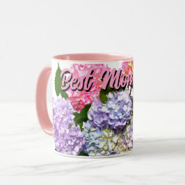 Eleganter, rosa, lila-blauer Hydrangea-Bouquet Tasse