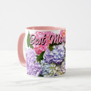 Eleganter, rosa, lila-blauer Hydrangea-Bouquet Tasse