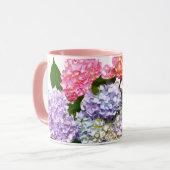 Eleganter, rosa, lila-blauer Hydrangea-Bouquet Tasse (Vorderseite Links)