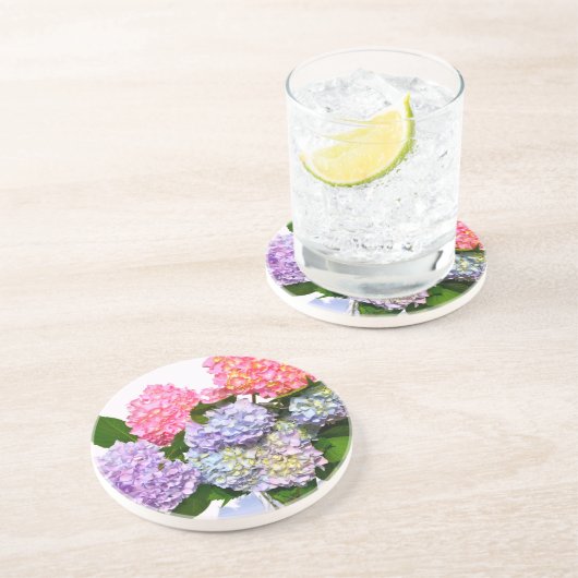 Eleganter, rosa, lila-blauer Hydrangea-Bouquet Untersetzer (Seite)