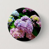 Eleganter, rosa, lila blauer Hydrangea-Garten Button (Vorderseite)