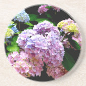 Eleganter, rosa, lila blauer Hydrangea-Garten Getränkeuntersetzer (Vorne)