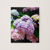 Eleganter, rosa, lila blauer Hydrangea-Garten Puzzle (Vertikal)