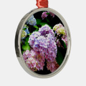 Eleganter, rosa, lila blauer Hydrangea-Garten Silbernes Ornament (Rechts)