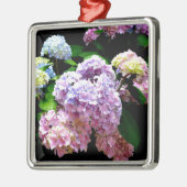 Eleganter, rosa, lila blauer Hydrangea-Garten Silbernes Ornament (Links)