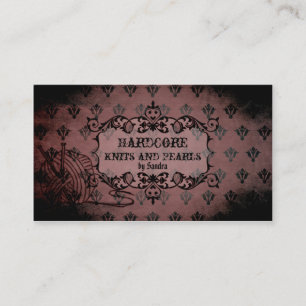 eleganter rosa lila Damast beunruhigtes Stricken Visitenkarte