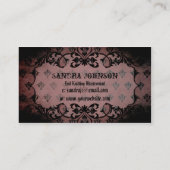 eleganter rosa lila Damast beunruhigtes Stricken Visitenkarte (Rückseite)