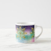 Eleganter Rosa lila grüner Urlaub Snowflakes Stars Espressotasse (Rechts)