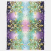 Eleganter Rosa lila grüner Urlaub Snowflakes Stars Fleecedecke (Vorderseite)