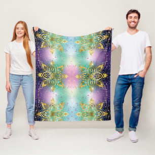 Eleganter Rosa lila grüner Urlaub Snowflakes Stars Fleecedecke