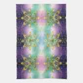 Eleganter Rosa lila grüner Urlaub Snowflakes Stars Geschirrtuch (Vertikal)