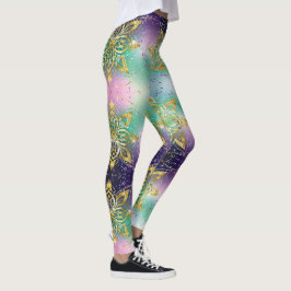 Eleganter Rosa lila grüner Urlaub Snowflakes Stars Leggings