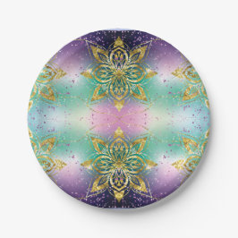 Eleganter Rosa lila grüner Urlaub Snowflakes Stars Pappteller