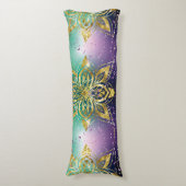 Eleganter Rosa lila grüner Urlaub Snowflakes Stars Seitenschläferkissen (Vorderseite Vertikal)