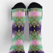 Eleganter Rosa lila grüner Urlaub Snowflakes Stars Socken (Oben)