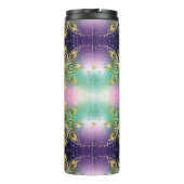 Eleganter Rosa lila grüner Urlaub Snowflakes Stars Thermosbecher (Rückseite)