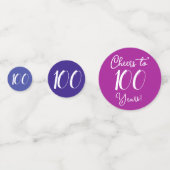 Eleganter rosa Lila Kraut 100. Geburtstag Konfetti (Rückseiten)