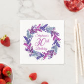 Eleganter rosa Lila Kraut 30. Geburtstag Serviette (Beispiel)