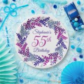 Eleganter rosa Lila Kraut 55. Geburtstag Pappteller (Party)