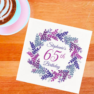 Eleganter rosa Lila Kraut 65. Geburtstag Serviette