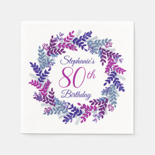 Eleganter rosa Lila Kraut 80. Geburtstag Serviette