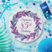 Eleganter rosa Lila Kraut 85. Geburtstag Pappteller (Party)