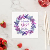 Eleganter rosa Lila Kraut 95. Geburtstag Serviette (Beispiel)