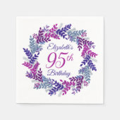 Eleganter rosa Lila Kraut 95. Geburtstag Serviette (Vorderseite)