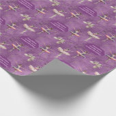 Eleganter, rosa Lila Name Age Text Ballerina Geschenkpapier (Ecke)
