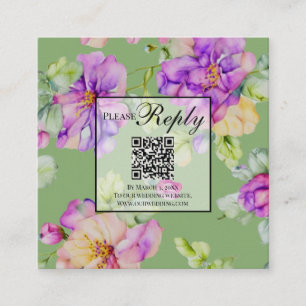 Eleganter rosa lila orangefarbener QR-Code Begleitkarte