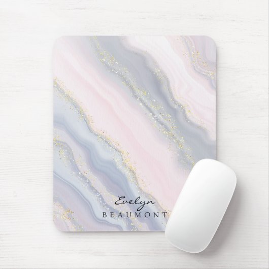 Eleganter, rosa Lila Pastellmarmor individuell anp Mousepad (Mit Mouse)