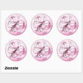 Eleganter rosa Lily Wasserfarbener Personalisierte Runder Aufkleber (Blatt)
