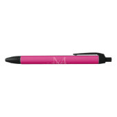 Eleganter rosa Magenta White Monogram Script Name Kugelschreiber (Oberseite)