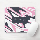 Eleganter rosa, marineblau-weißer Marmor Mousepad (Mit Mouse)