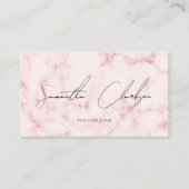 Eleganter rosa Marmor Handgeschriebener Script QR- Visitenkarte (Vorderseite)