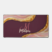 Eleganter Rosa Marmor Imitate Gold Glitzer Schreibtischunterlage (Vorderseite)