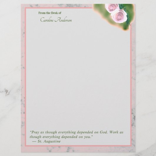Eleganter rosa Marmor Inspiration Stationary Briefbogen (Vorderseite)