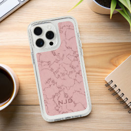 Eleganter rosa Marmor Monogram Speck iPhone Case