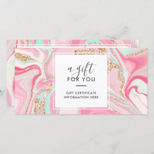 Eleganter rosa Marmor Rose Gold Glitzer Geschenkka (Vorne/Hinten)