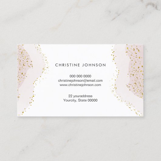 eleganter rosa Marmor Visitenkarte (Rückseite)