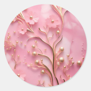 Eleganter rosa Marmorgolden Runder Aufkleber