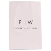 Eleganter Rosa Minimalistischer Monogrammname Mittlere Geschenktüte (Vorderseite)