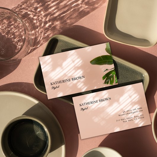 Eleganter Rosa Minimalistischer Schönheitssalon St Visitenkarte