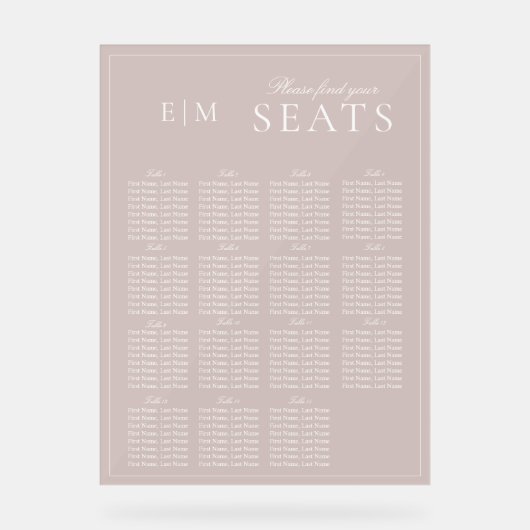 Eleganter rosa, moderne Script Monogram Wedding Si Acrylschild (Vorderseite)