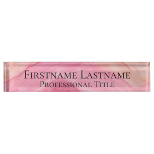 Eleganter rosa Moderner Marmorakrylus Namensplakette