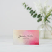Eleganter rosa Moderner Vorlagenhandschriftname Visitenkarte (Stehend Vorderseite)