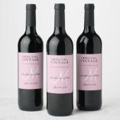 Eleganter Rosa Monogram Name Wedding Wine Weinetikett (Flaschen)